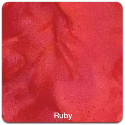 A red textured surface labeled "Ruby" at the bottom in white text.